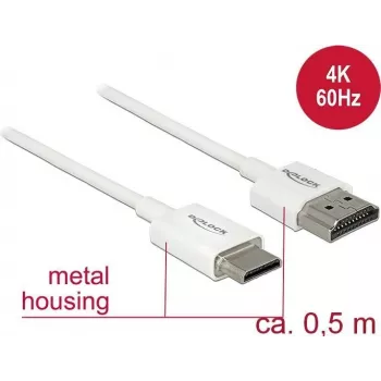 HDMI-kaabel DeLOCK 85141 0,5 m HDMI tüüp A tüüp C valge