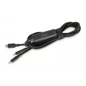 DIGITUS USB-C 2-in-1 laadimiskaabel 140 W, USB-C 2×USB-C-le, 1,8 m, USB 2.0, must