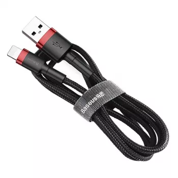 USB-A – Lightningi kaabel Baseus Cafule 2,4 A QC 3.0, 1 m — must/punane