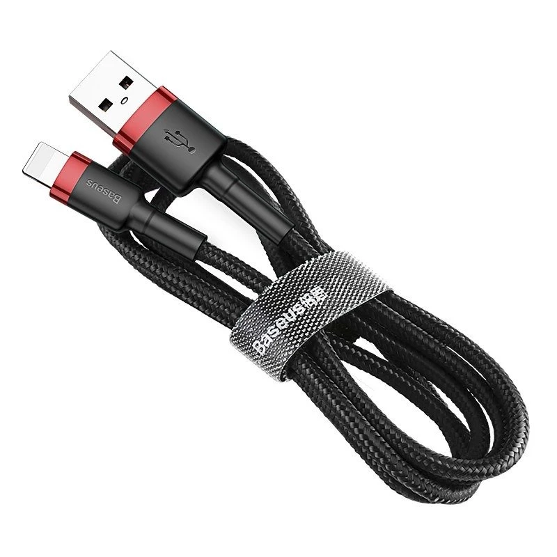 USB-A – Lightningi kaabel Baseus Cafule 2,4 A QC 3.0, 1 m — must/punane