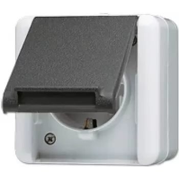 Pistikupesa CEE 7/3 Jung 820 W — IP44 termoplastkest, 250 V 16 A, must/valge