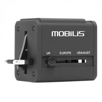 Ülemaailmne reisiadapter 2 USB-ga (100-240 V - 2 x 0,5 A)