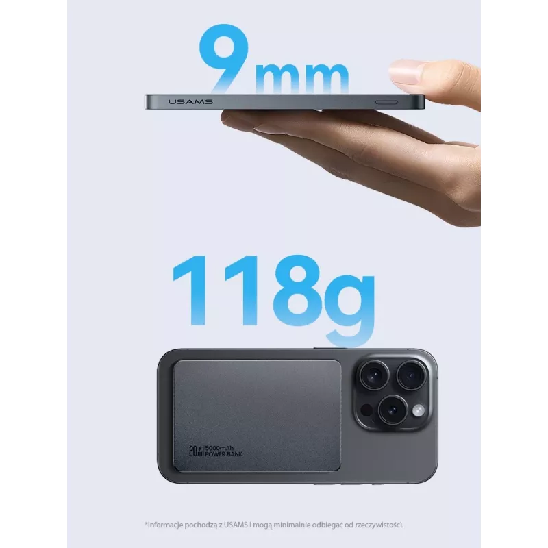 PowerBank 5000mAh 20W Induction MagSafe titaan