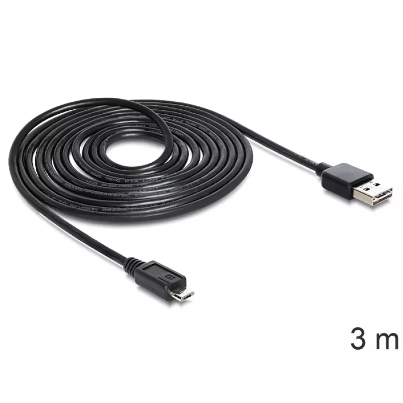 USB-kaabel DeLOCK EASY-USB 2.0-A - USB 2.0 micro-B 3m