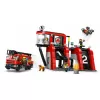 Konstruktsioonimänguasi LEGO City tuletõrjedepoo pöördredeliga sõidukiga 60414 — 843 detaili, 5 minifiguuri, 220×320×140 mm
