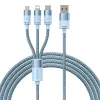 3in1 USB-kaabel Baseus StarSpeed Series, USB-C + Micro + Lightning 3,5A, 1,2 m (sinine)