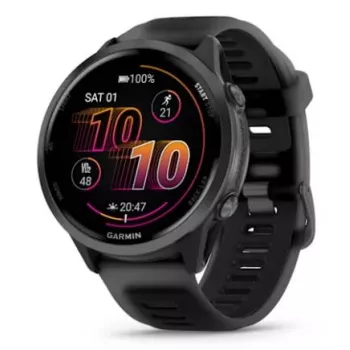 Nutikell GARMIN Forerunner 570 — 47 mm, hall alumiiniumkorpus, poolläbipaistev must silikoonrihm