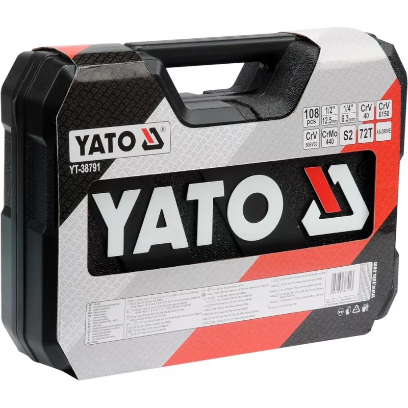 Socket wrench set YATO YT-38791 — 108 pieces, 1/2 inch drive, includes wrench, Must case
