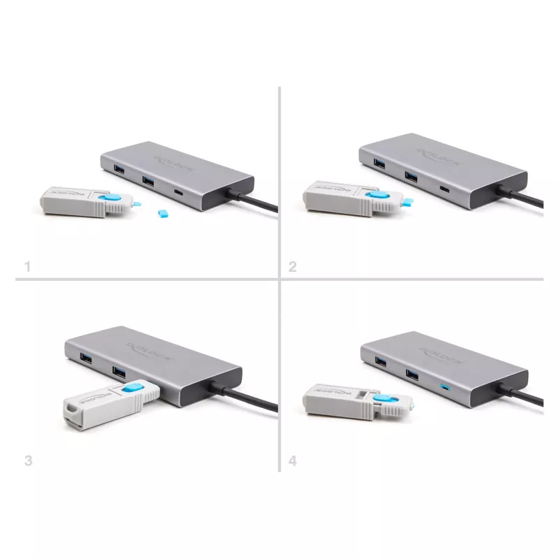 DeLOCK pordiblokeerija USB USB-C 10 porti sinine