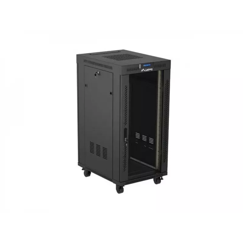 Võrgukapp LANBERG 19 tolli 24U 600x800 mm must, klaasukse ja LCD väljalõikega (lamepakendis) v2