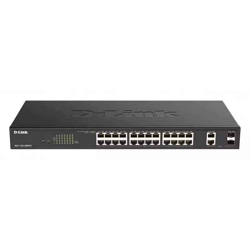 D-Link DGS-1100-26MPV2/E võrgukommutaator hallatav L2 Gigabit Ethernet (10/100/1000) Power over Ethernet (PoE) must