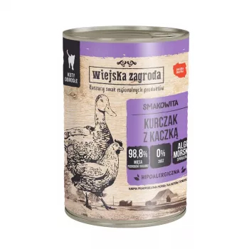 Märg kassitoit wiejskazagroda Kana pardi-ga 400 g — täiskasvanud, gluteenivaba, 78,7% niiskus