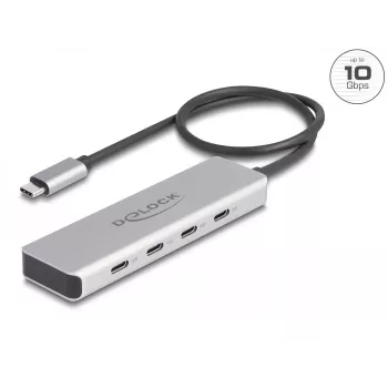DeLOCK USB USB-C jaotur 10 Gbps 4 porti, alumiiniumist, hall