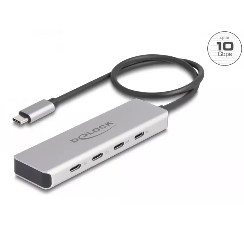 DeLOCK USB USB-C jaotur 10 Gbps 4 porti, alumiiniumist, hall