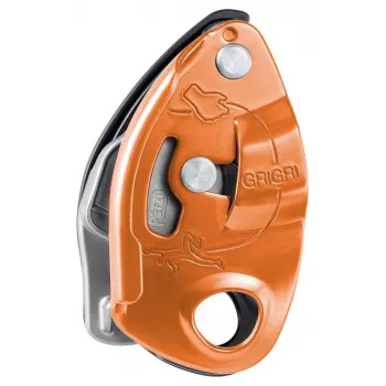 Tubular belay device Petzl GRIGRI – Aluminium and steel, 175 g, üksikpakend, red/oranž