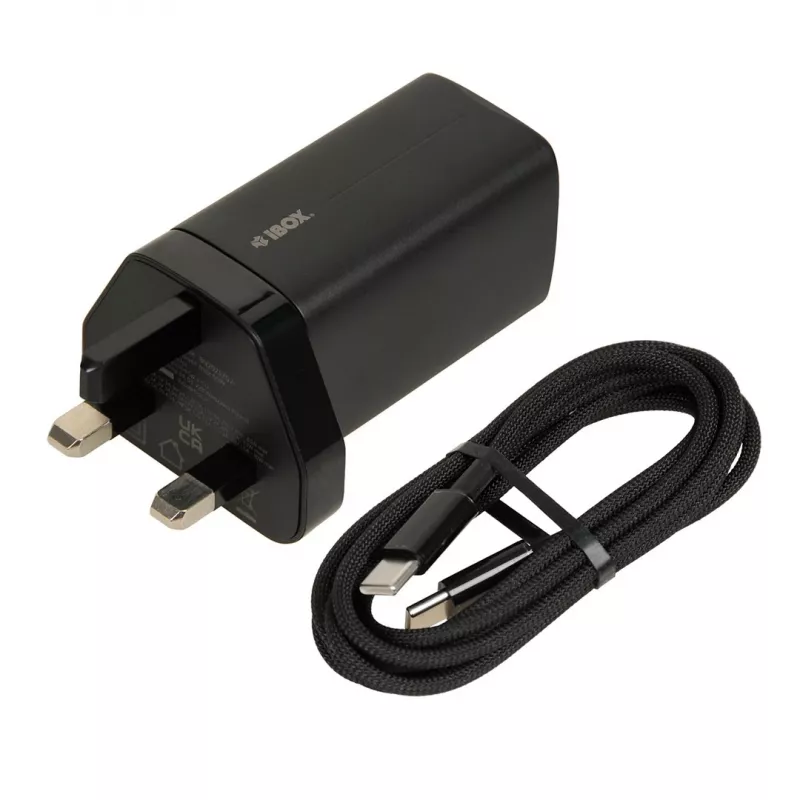 iBOX C-65 Must, GaN 65W universaalne laadija UK pistikuga