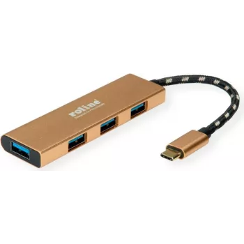 ROLINE 14.02.5049-5 - USB 3.2 Gen 1 (3.1 Gen 1) Type-C - USB 3.2 Gen 1 (3.1 Gen 1) Type-C - 5000 Mbit/s - Kuldne - akrüülnitriilbutadieenstüreen (ABS) - Alumiinium - Ümmargune kaabel