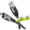 Ethernet-kaabel USB-C 3.2 Gen2 pesa > RJ-45 pistik (must/hõbedane, 5 meetrit, punutud tekstiilümbris)