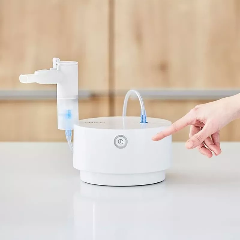 Tabletop nebulizer Omron C28P with 10 ml/min capacity, 2.65 µm particle size, Valge, dimensions 265×195×143 mm