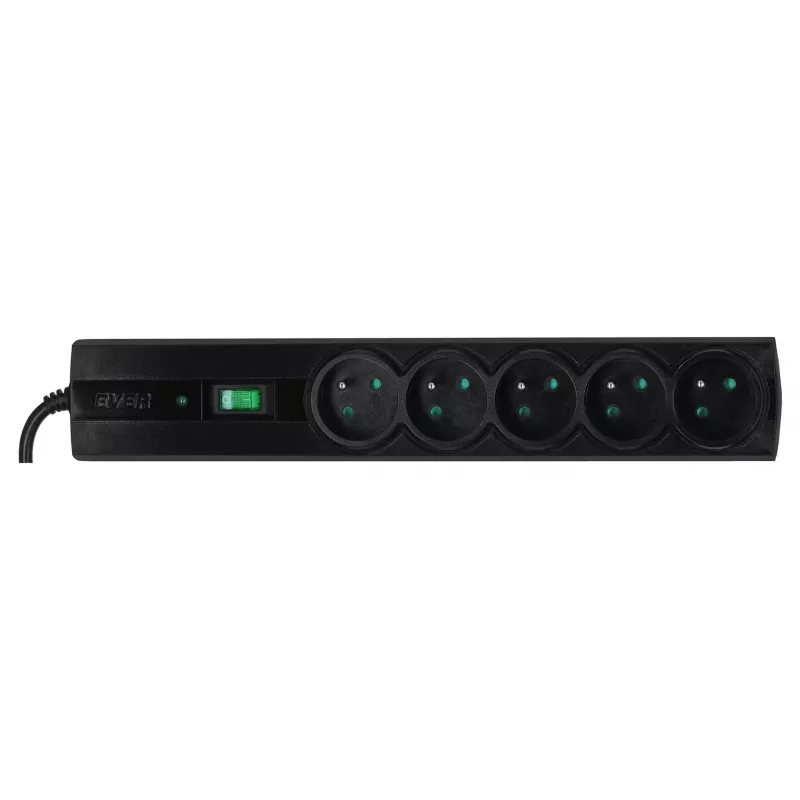 Pikendusjuhe EVER CLASSIC 5 pistikupesa 3 m kaabel 250 V 10 A liigpingekaitsega (175 J) Must
