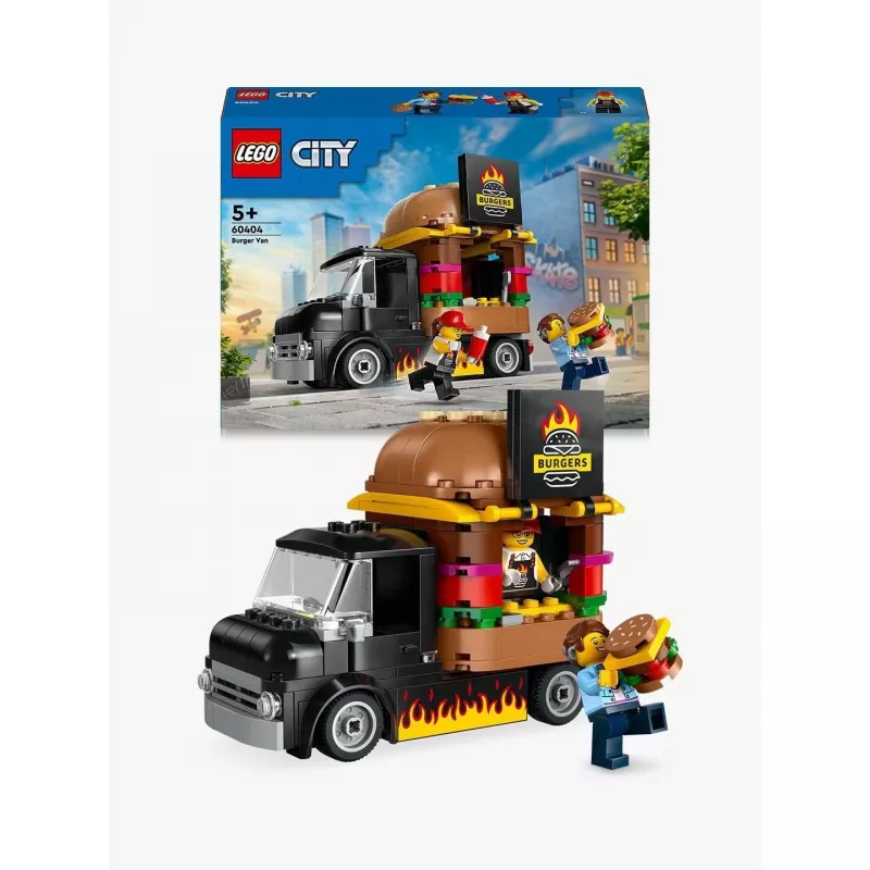 LEGO City Burgeri Veoauto Mänguauto 5+ Aastastele Poistele ja Tüdrukutele, Sõiduki Ehituskomplekt Köögimänguasjaga Müüja Minifiguuri ja Tarvikutega