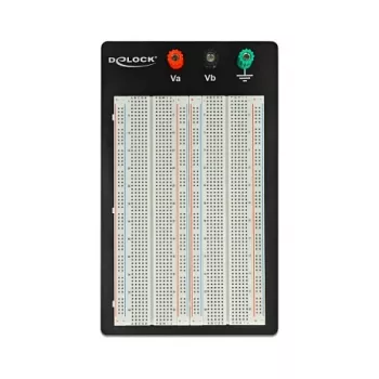 Breadboard DELOCK 18314 — jootevaba prototüüpimisplaat, metall/plast, 109×165×1 mm, must/valge
