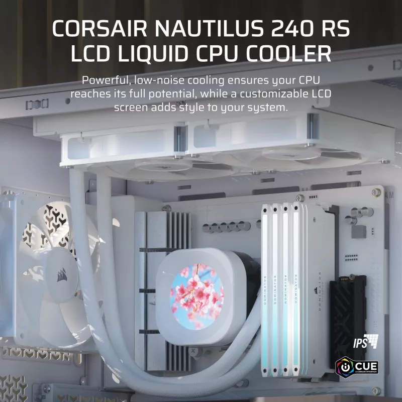 Universaalne vedelikjahutus Corsair Nautilus 240 RS LCD 12 cm valge