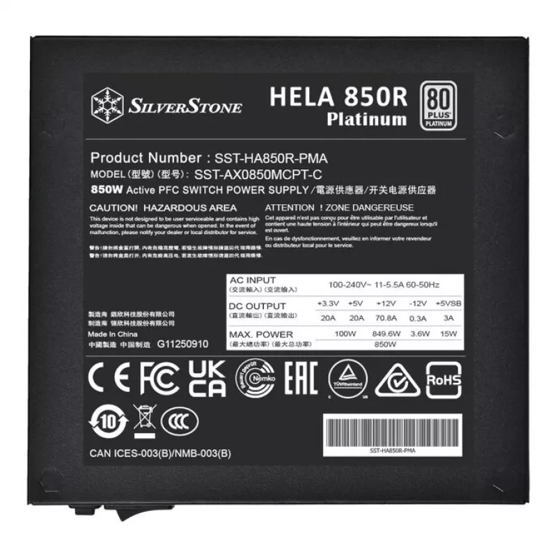 Toiteplokk SilverStone HELA 850R 850 W