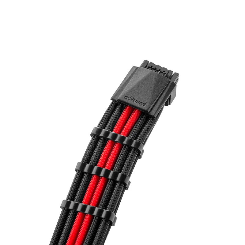 CableMod C-Series PRO RM Must Label toitekaablikomplekt CM‑PCSR‑16P3KIT‑NKKR‑R – musta ja punase sleevinguga PSU kaablid