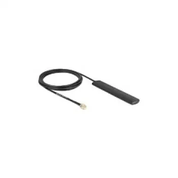 WiFi-antenn DELOCK 5.8 GHz RP-SMA pistik ümmargune kiirgav 3 dBi 3 m RG-174 kaabliga, must, isekleepuv