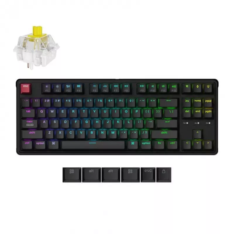 Juhtmega mehaaniline klaviatuur Keychron C3PX-H1 RGB, kompaktne paigutus, USB-C juhtmega ühendus