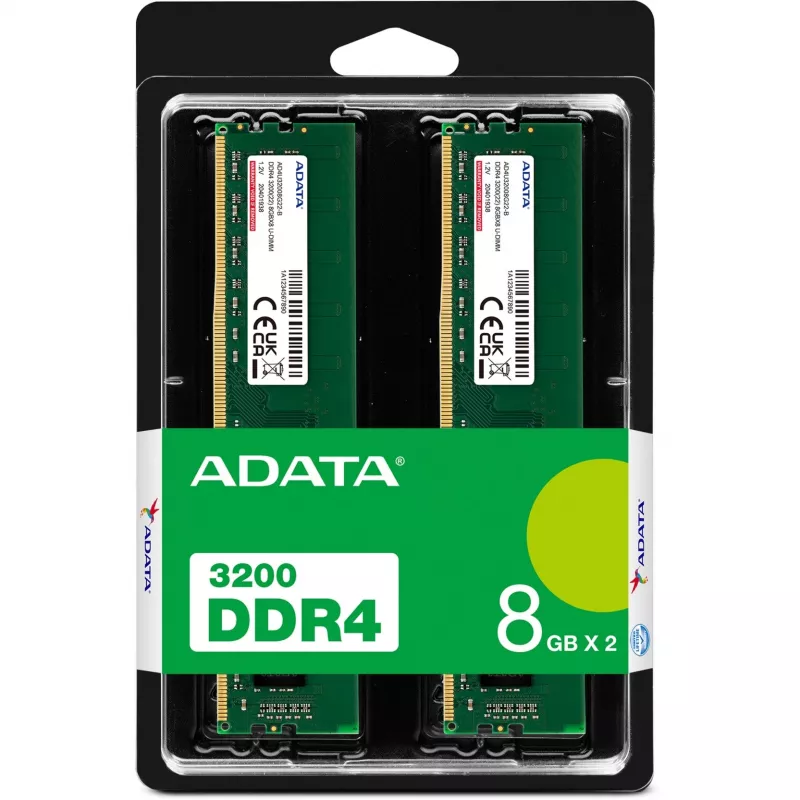 ADATA Premier AD4U32008G22-DTGN mälumoodul 16 GB 2 x 8 GB DDR4 288-kontaktiline DIMM