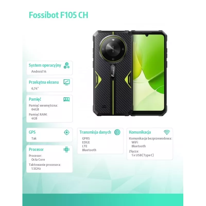 Nutitelefon FOSSiBOT F105 — mudel F105 roheline CH