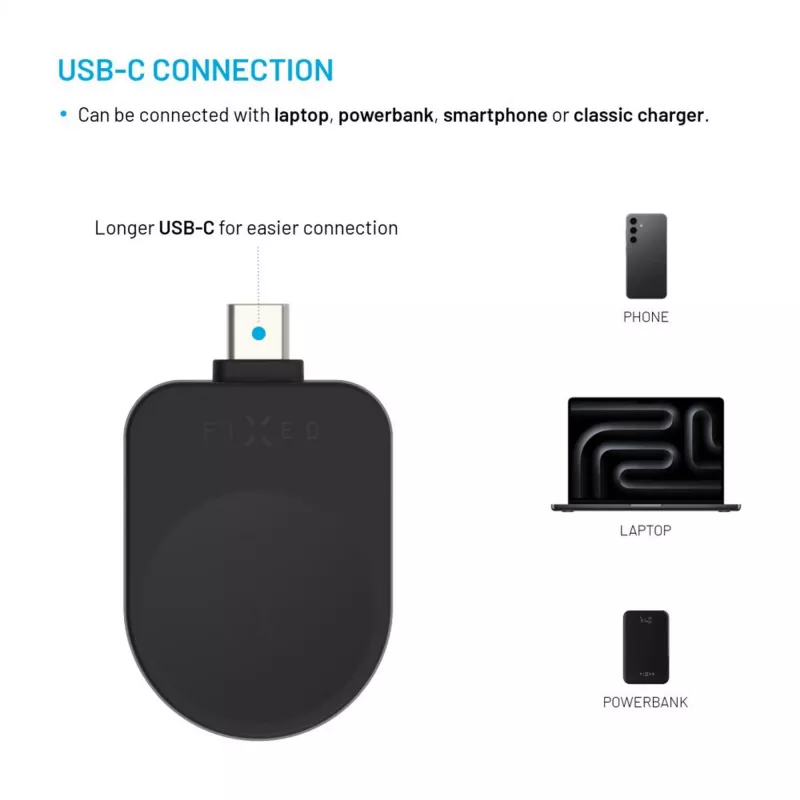 Fikseeritud USB-C laadimisadapter Samsung Galaxy Watchile FIXDW-SAP-BK Must