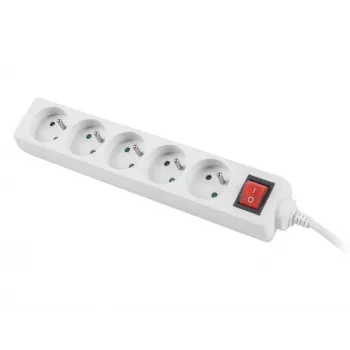 Pikendusjuhe Lanberg PS1-05E-0150-W 1,5 m 5 pistikupesaga Siseruumidesse Valge