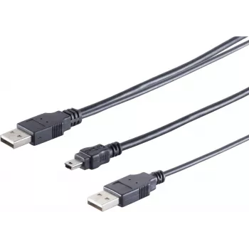USB-Y-kaabel ShiverPeaks 77150 — 2× USB-A USB-B Mini (5‑kontakt) toitekaablile