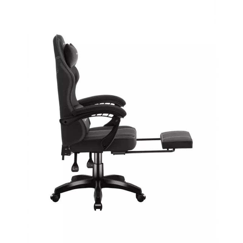 Mängutool huzaro Force 3.7 Carbon Must — ergonoomiline, reguleeritav kõrgus 107,5–116,5 cm, 5 ratast, nimme- ja kaelapadi