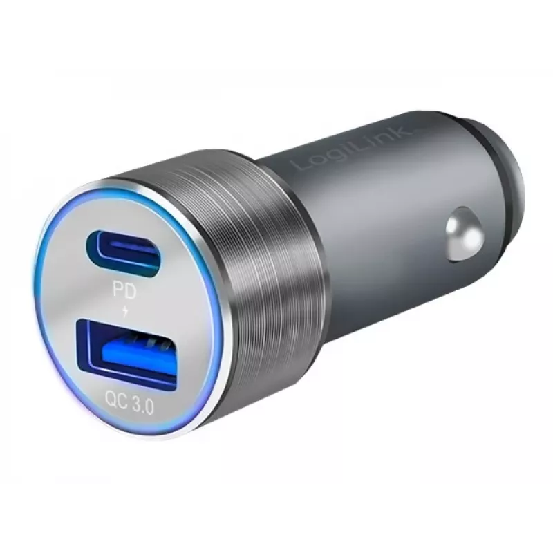 LogiLink Auto-Power Supply - 36 W - 3 A - PD 3.0, QC 3.0 - 2 väljundporti (USB, 24 pin USB-C)