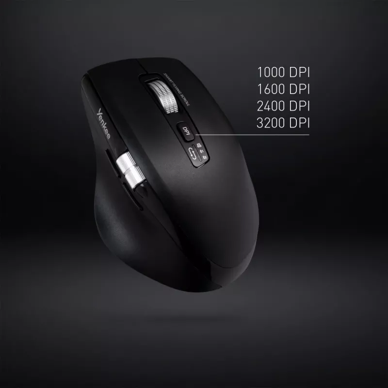 Juhtmeta hiir YENKEE SPIN DUAL 2095BK — kompaktne kaherežiimiline optiline hiir, mudel YMS 2095B SPIN