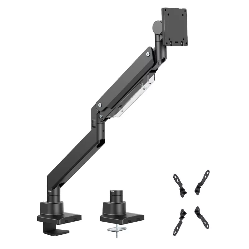 Maclean MC-968 Kahe käega monitori alus gaasivedruga 17-57 27 kg raskeveo täisliikumisega hoidik kinnitus Max VESA 200x200