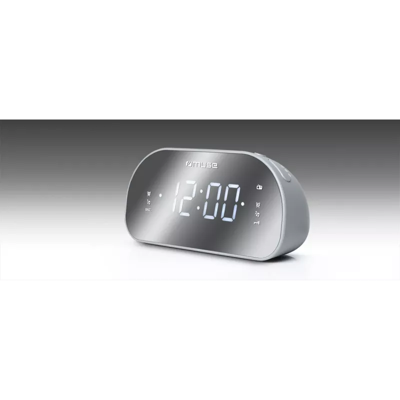 Kellraadio Muse M-170CMR — digitaalne kellraadio, 1,2-tolline LED-ekraan, FM, vahelduvvool 230 V, AAA varutoide, peegel/valge