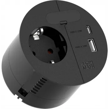 Pistikupesapik Bachmann 938.201 1×CEE7/3 pistikupesa, 1×USB-A/C 22W, 2,0 m kaabliga