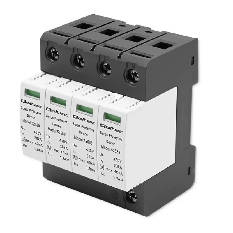 Liigpingekaitse QOLTEC 52588 AC 4P 420V T2 C — 4-pooluseline vahelduvvoolu liigpingepiirik, 420 V, tüüp 2