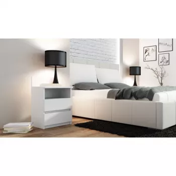 Topeshop M1 BIEL MAT nightstand/Öökapp 2 sahtel(s) valge