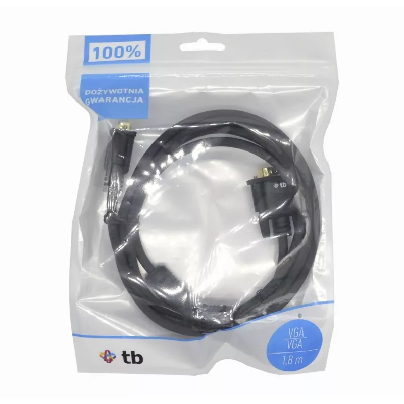 TB VGA-kaabel 15M-15M 1,8 m, must-kuld (AKTBXVGAMMG180B)