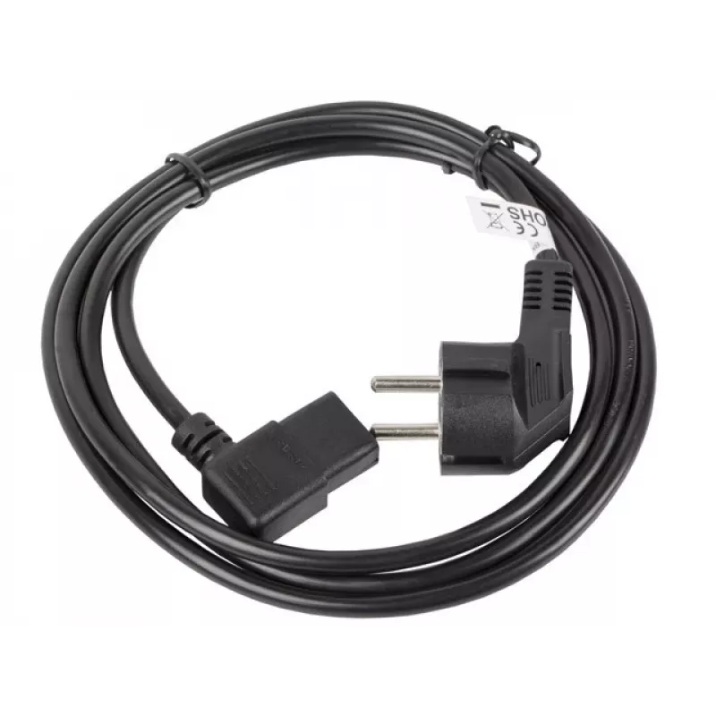 Toitekaabel LANBERG CA-C13C-12CC-0018-BK, 2 m, C13 haakeseadis kuni CEE7/7, must, nurga all C13