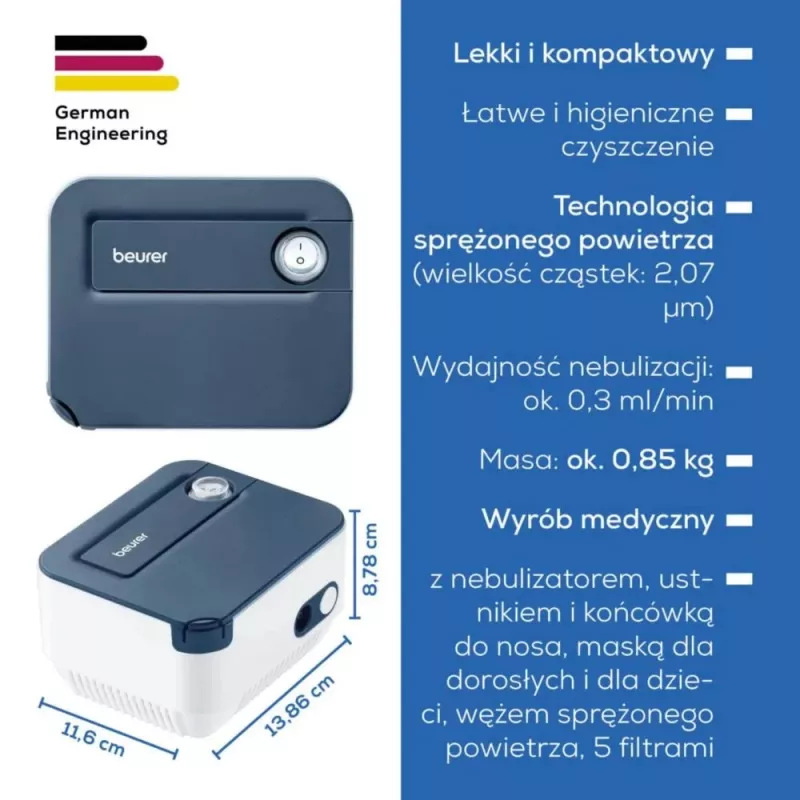 Kaasaskantav inhalaator Beurer IH16 nebulisaator astma ja hingamisteede raviks
