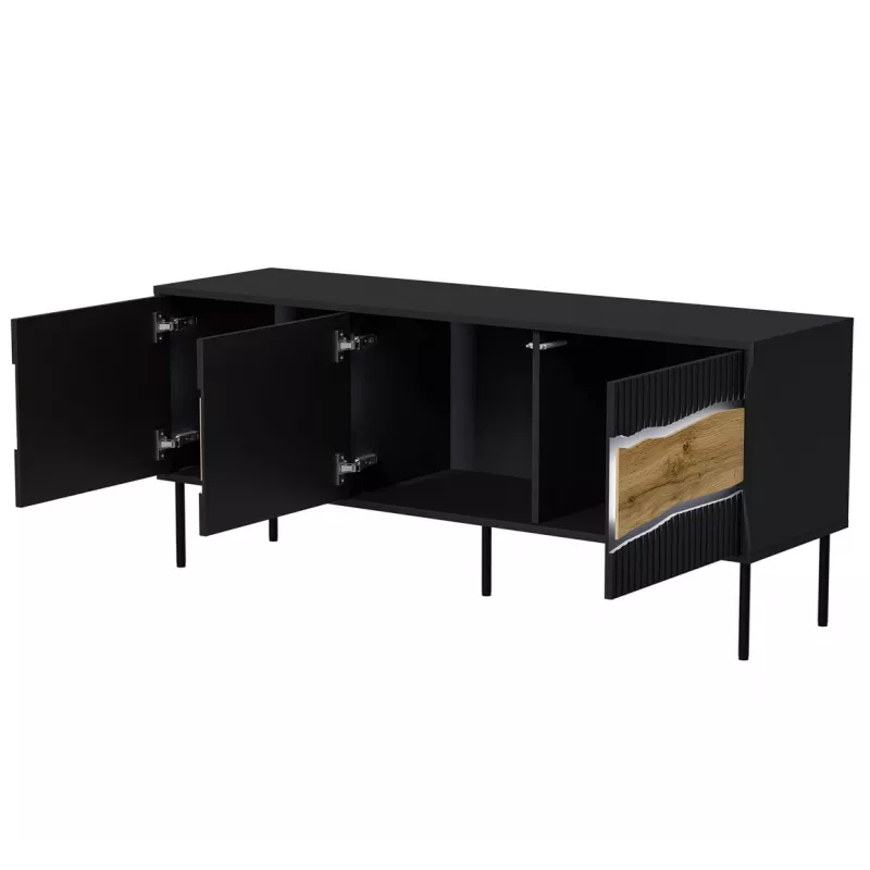 TV kapp cama meble INSERTO 3D 143,5x40x61,5 cm must LED-iga, puitlaastplaadist pealmine osa