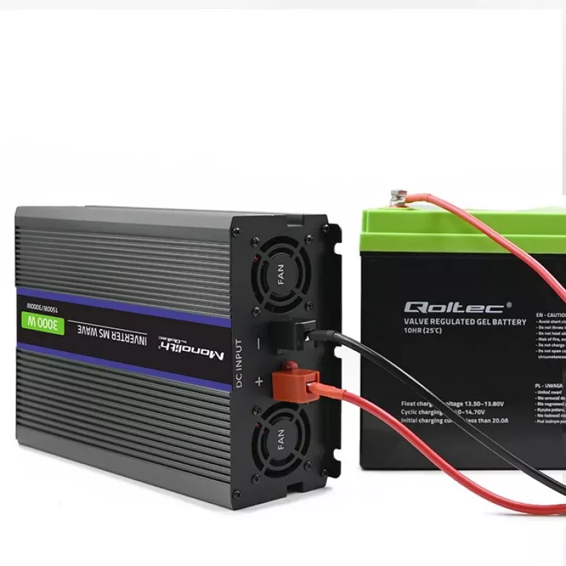Pingemuundur QOLTEC Monolith 3000 MS Wave, 12 V → 230 V, 1500/3000 W, USB-ga