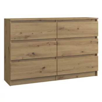 Top e shop M6 120 ARTISAN kummutipealne, tammeviimistlus, 6 sahtlit, 1200×300×770 mm